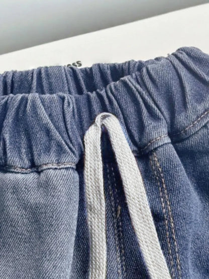 Collared Button-Up Denim Top and Shorts Set – Two-Piece Casual Outfit