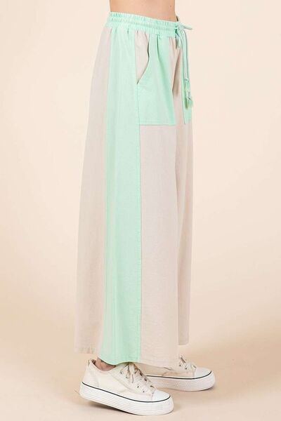 Mittoshop Color Block Wide Leg Pants