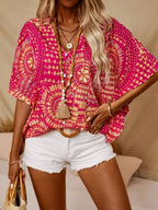 Printed V-Neck Half Sleeve Top - Stylish & Comfortable