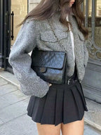 Zip-Up Cropped Utility Jacket Gray