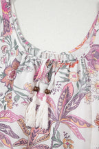 Floral Tie Neck Mini Dress - Sleeveless & Breezy