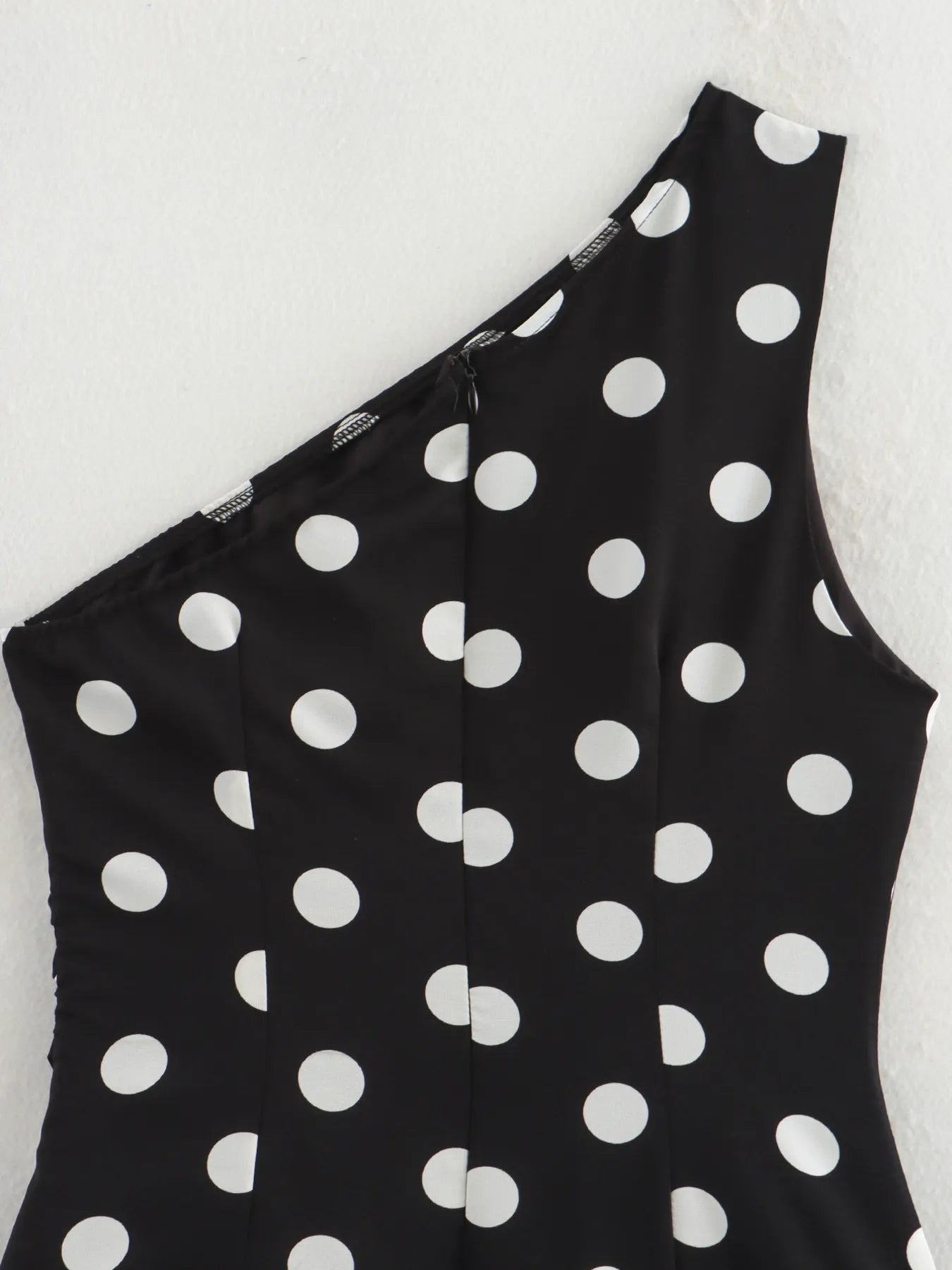 DotDrape One-Shoulder Ruffled Polka Dot Mini Dress