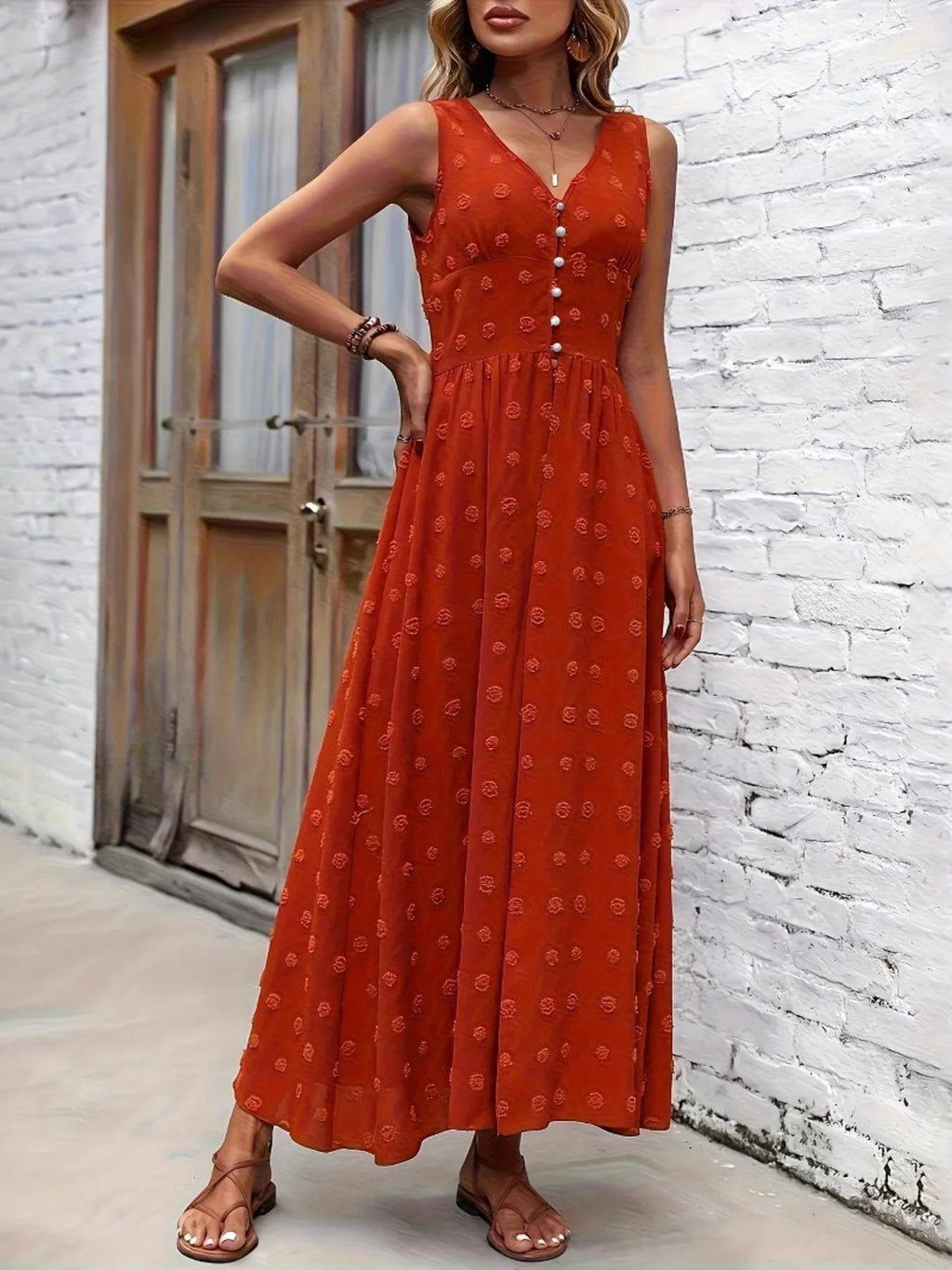 V-Neck Sleeveless Dress and Shorts Set