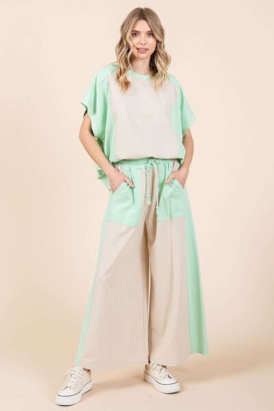 Mittoshop Color Block Wide Leg Pants