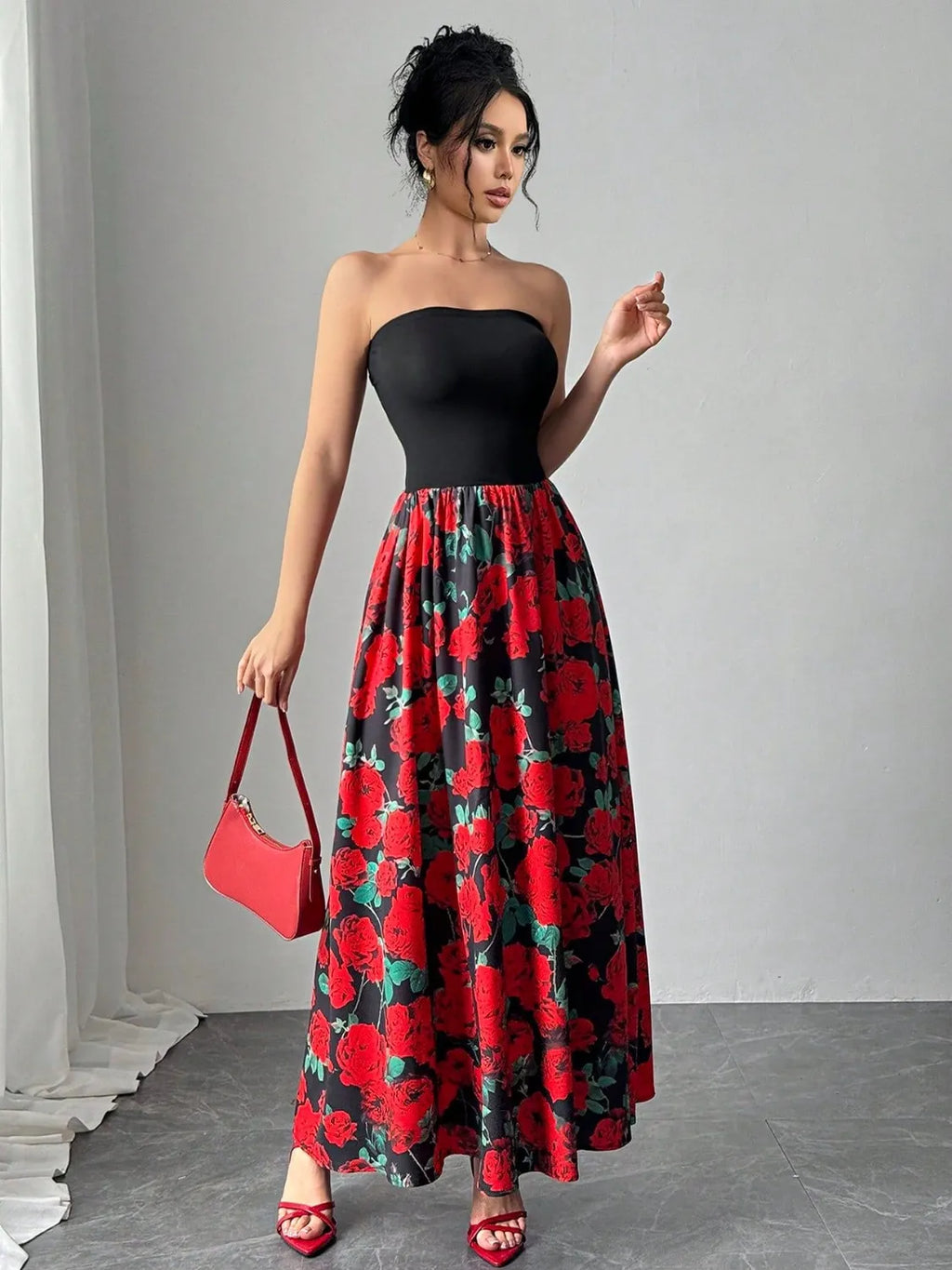 Floral Strapless Tube Maxi Dress