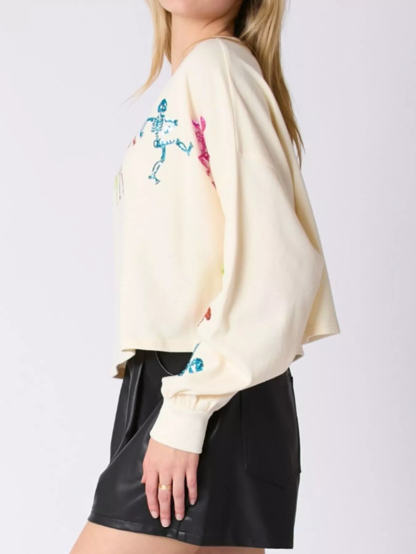 Sparkling Halloween Skeleton Sequin Sweatshirt