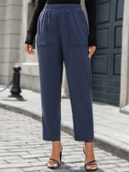 Elastic Waist Pocketed Pants - Comfortable & Stylish