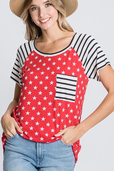 Heimish Plus Size Star & Striped Round Neck T-Shirt