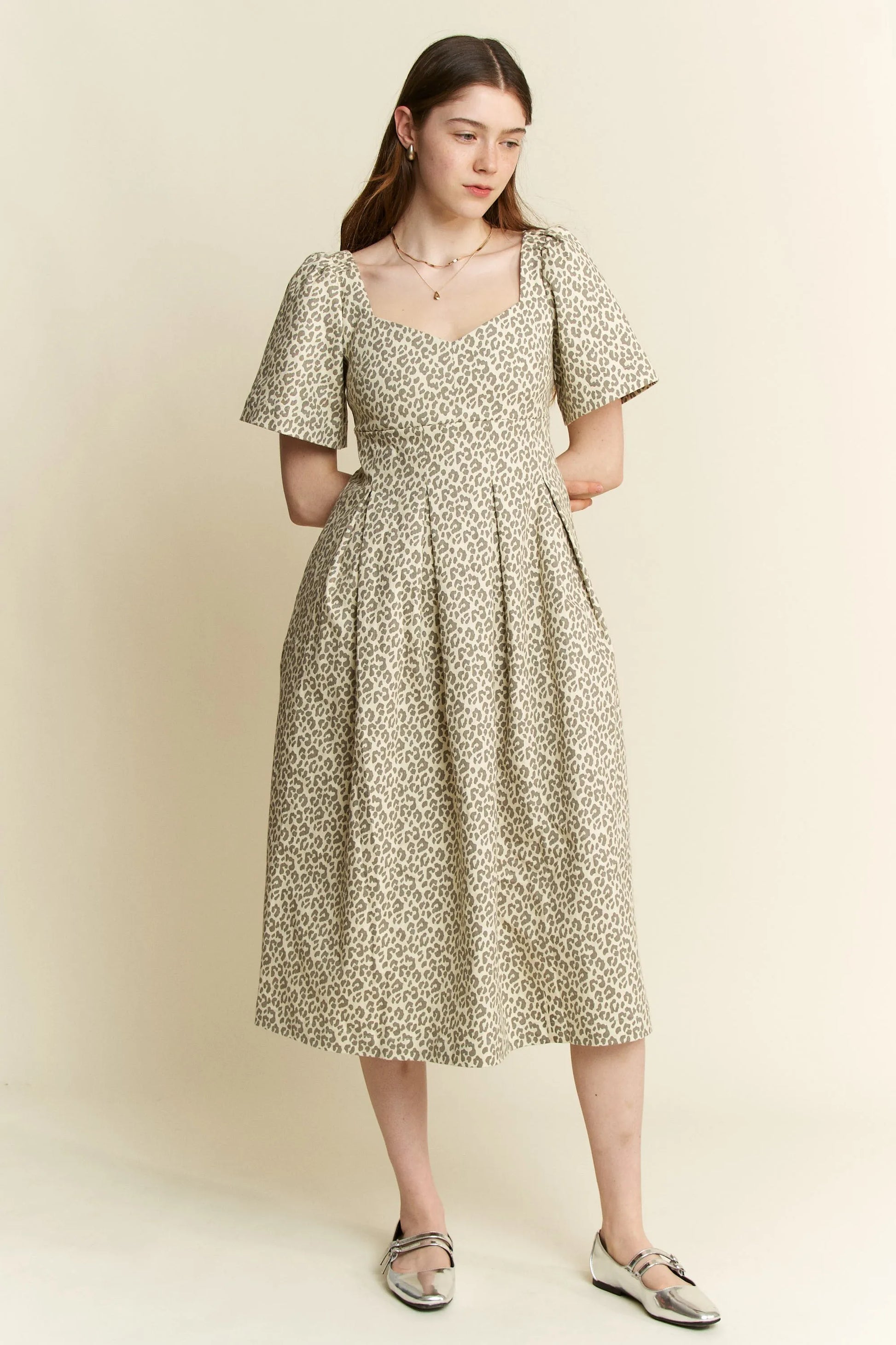 Jade By Jane Bell Sleeve Leopard Print Midi Dress