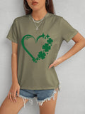 Heart Lucky Clover Comfort Fit T-Shirt - Stylish & Comfortable Army Green