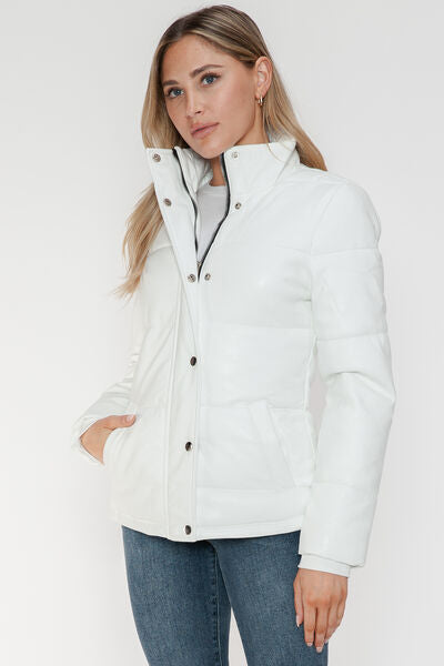 YMI Zip-Up Turtleneck Puffer Jacket with Pockets