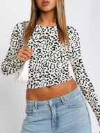 Cropped Long Sleeve Basic T-Shirt