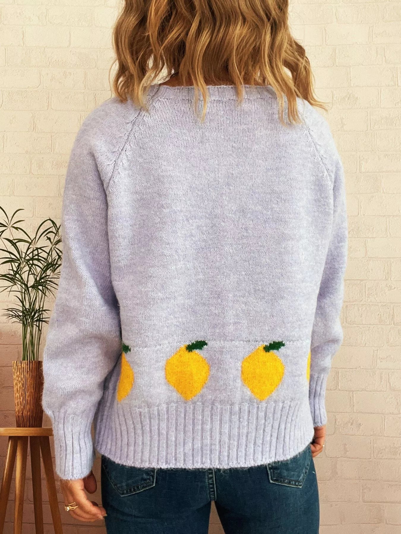 Chic Lemon Pattern Button-Up Cardigan – Playful Knitwear for Everyday Style