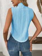 Texture Turtleneck Sleeveless Top - Chic & Versatile