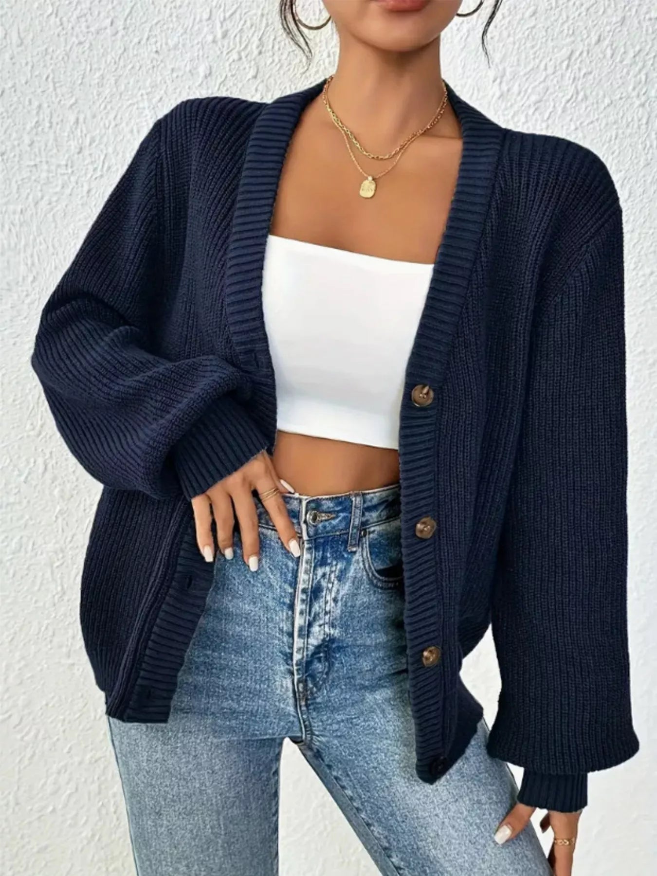 Cozy Chunky Knit Button-Front Cardigan