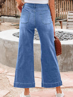 High-Rise Wide Leg Flare Denim Jeans