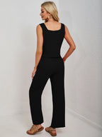 Square Neck Tank & Wide-Leg Pants Set - Chic & Versatile