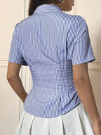 Button Down Short Sleeve Shirt - Versatile & Elegant