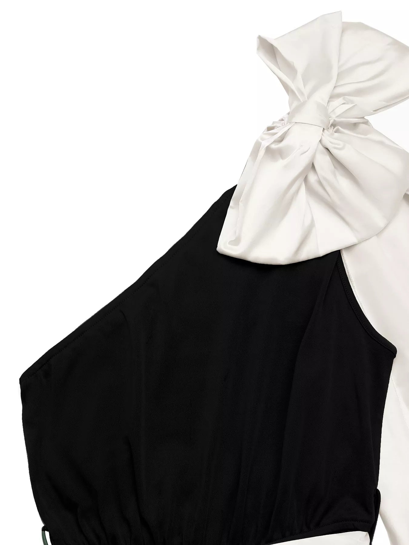 One-Shoulder Bowknot Wide-Leg Belted Jumpsuit