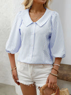 UrbanLine Striped Button Down Shirt - 3/4 Sleeve Style