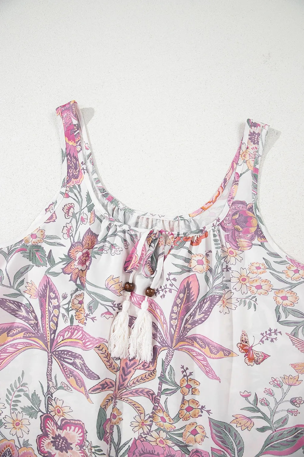 Floral Tie Neck Mini Dress - Sleeveless & Breezy