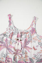 Floral Tie Neck Mini Dress - Sleeveless & Breezy
