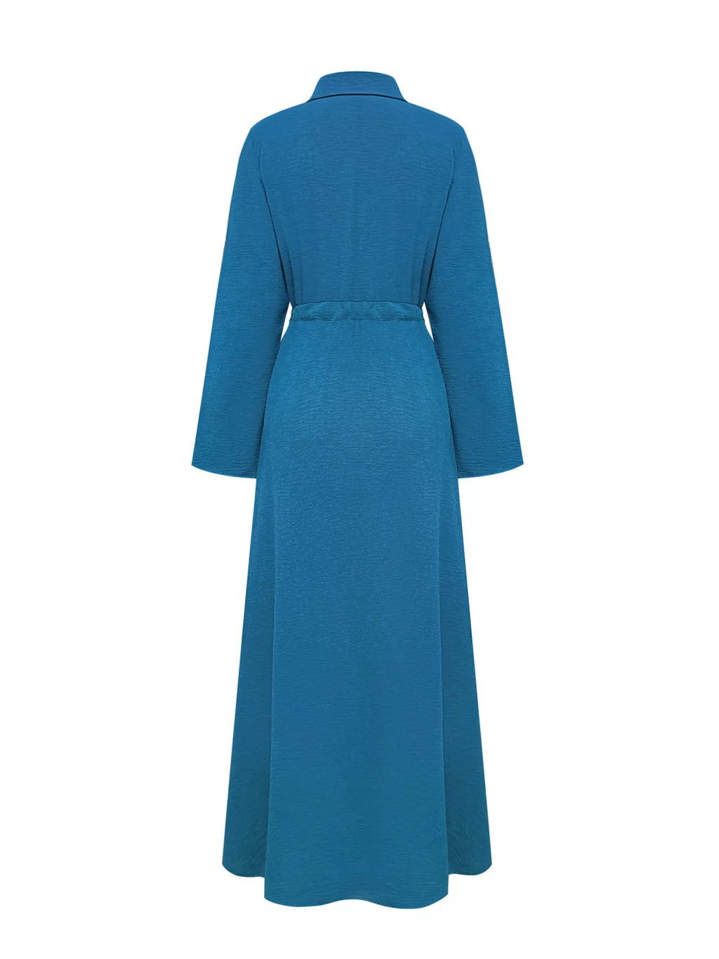 Classic Button-Down Long Sleeve Maxi Dress with Pockets