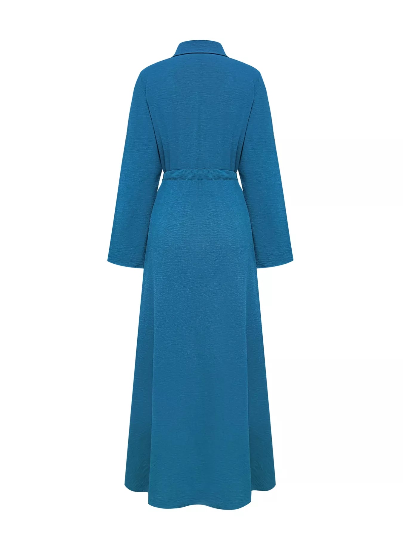 Classic Button-Down Long Sleeve Maxi Dress with Pockets