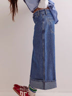 Wide-Leg Cropped Pocketed Jeans