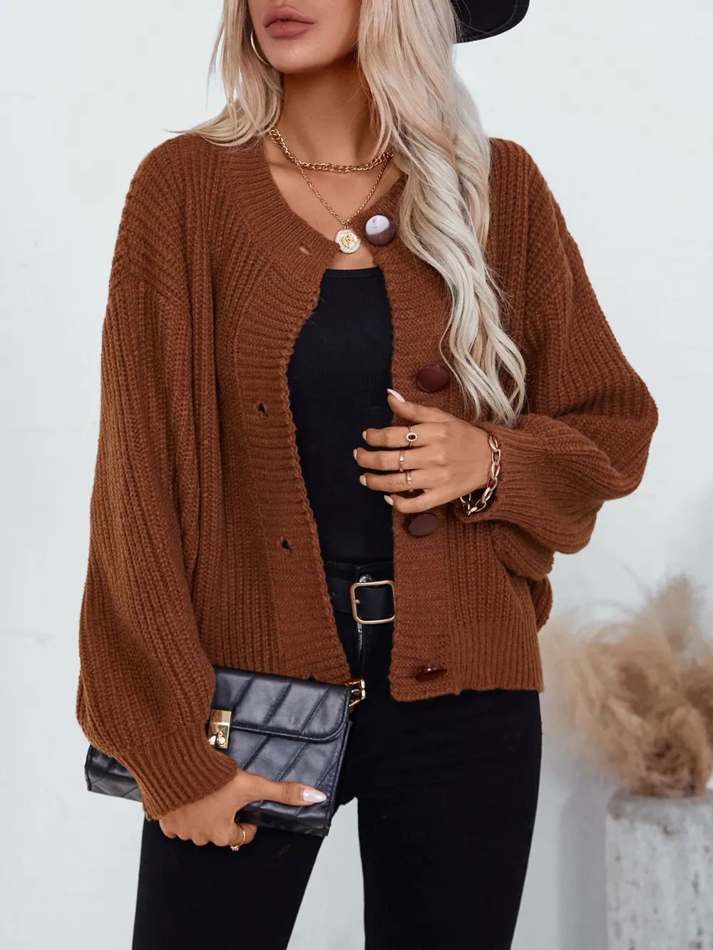 Classic Button Down Long Sleeve Knit Cardigan