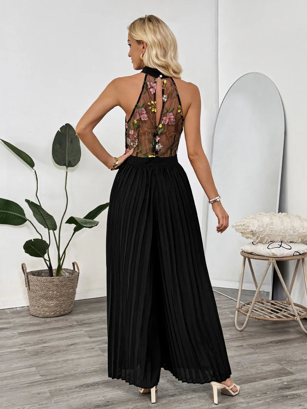 Bloom Grace Halter Pleated Jumpsuit