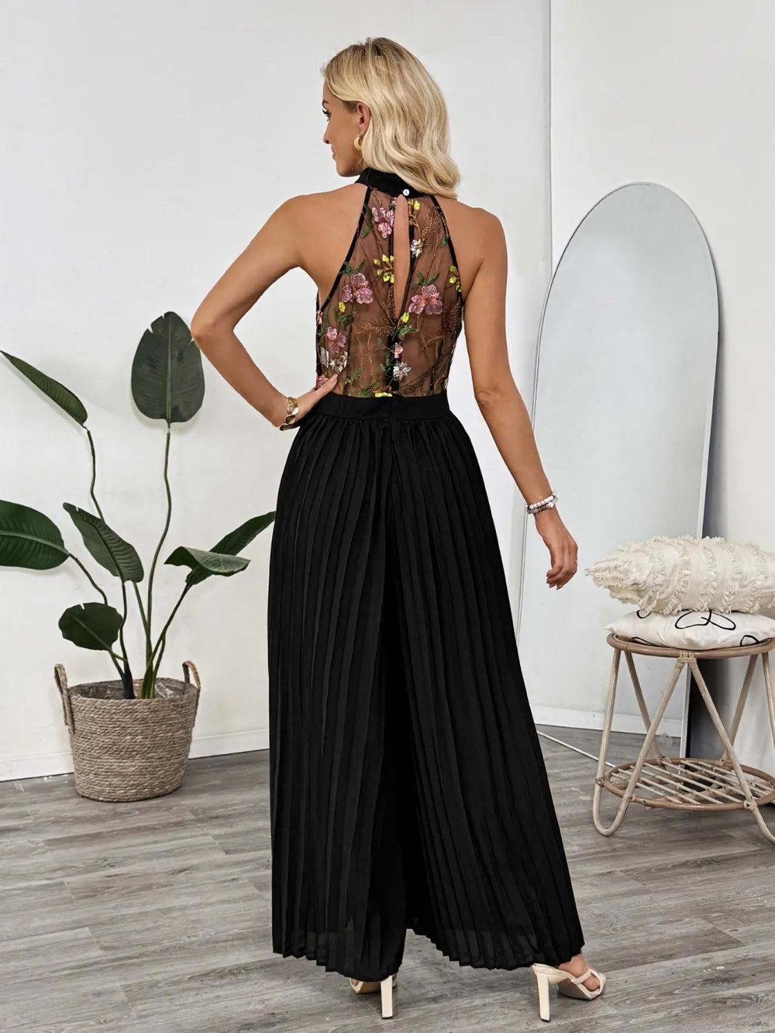 Bloom Grace Halter Pleated Jumpsuit