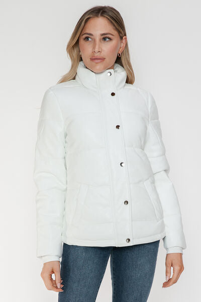 YMI Zip-Up Turtleneck Puffer Jacket with Pockets