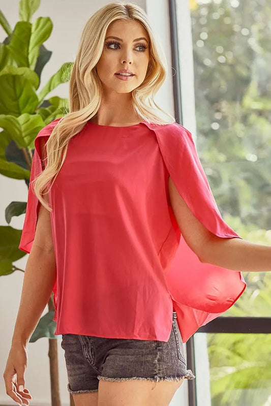 BiBi Fold-Back Ruffle Accent Woven Top