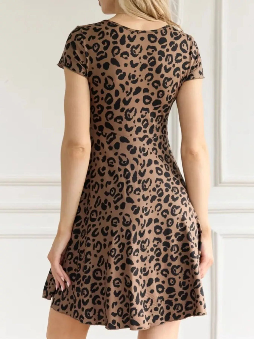 Full-Size Smocked Tie-Front V-Neck Mini Dress