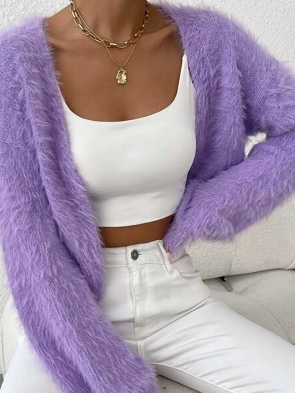 Classic Open Front Long Sleeve Cardigan