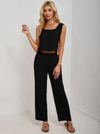 Square Neck Tank & Wide-Leg Pants Set - Chic & Versatile