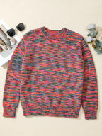 Space Dye Yarn Knit Crew Neck Sweater