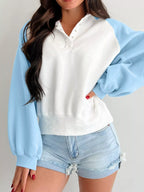 Color Block Snap Button Front Sweatshirt