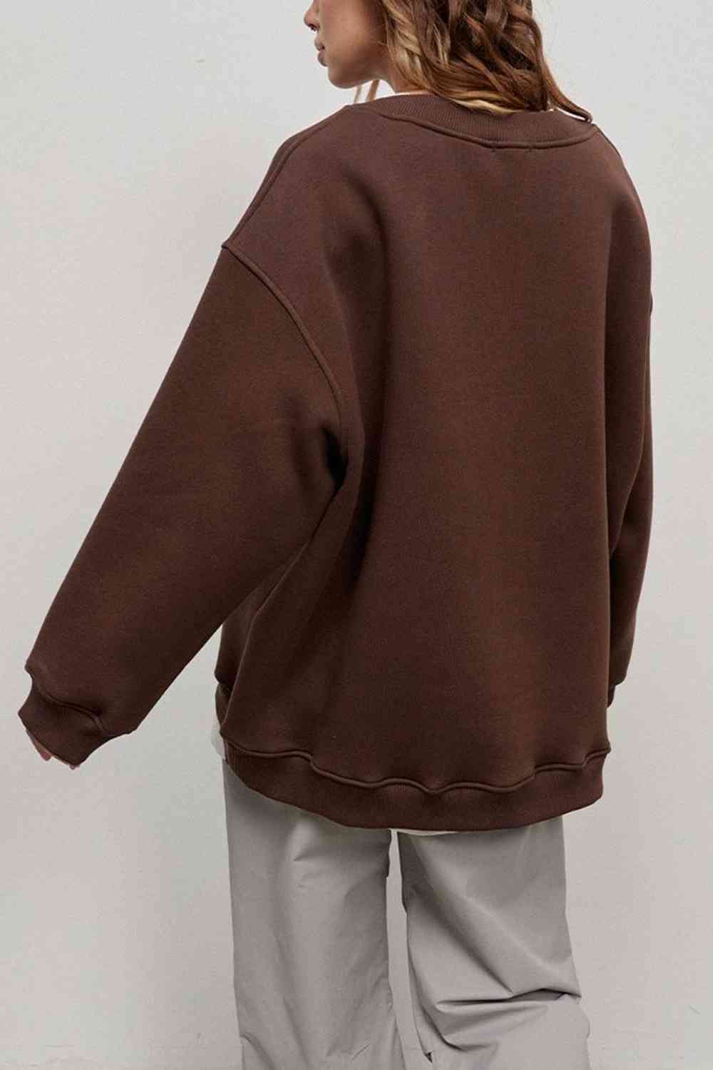 Oversized Round Neck Dropped Shoulder Sweatshirt