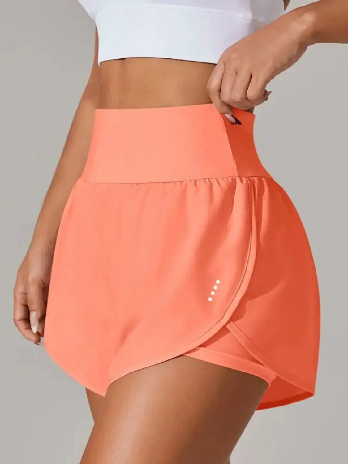 Pocketed Stretch High-Waist Shorts Orange