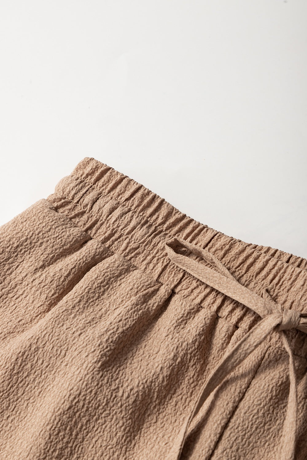 Textured Tiered Edge High Waist Shorts