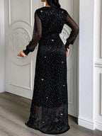 Elegant Surplice Maxi Dress with Slit and Tie Waist
