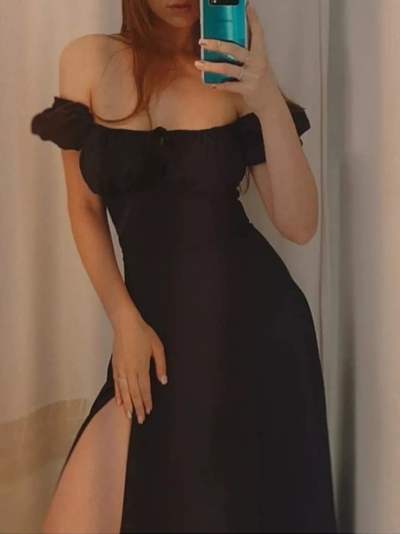 Full-Size Ruched Tie-Waist Slit Midi Dress