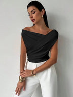 Asymmetrical Ruched Short Sleeve Top