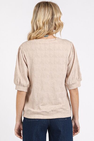 Mittoshop Fan Shell Texture Puff Sleeve Knit Top