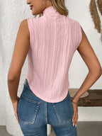 Texture Turtleneck Sleeveless Top - Chic & Versatile