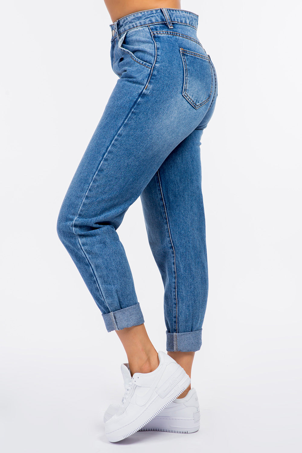 American Bazi Pleated High-Waist Jeans