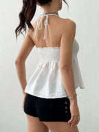 Smocked Frill Halter Neck Cami â€“ Lightweight Summer Staple