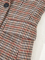 Chic Houndstooth Lapel Collar Blazer – Stylish Buttoned Women’s Outerwear